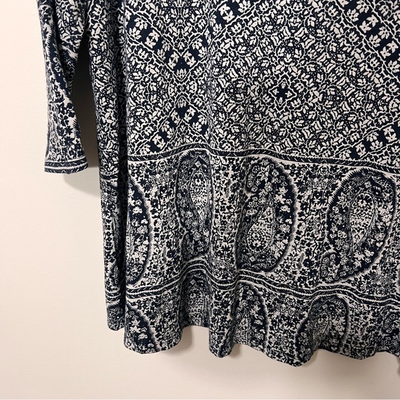 LUCKY BRAND Top Size 1X Paisley Blue cotton blend 3/4 Sleeve - Picture 2 of 13
